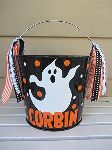 Personalized 5 quart Halloween pail- ghost design - trick or treat
