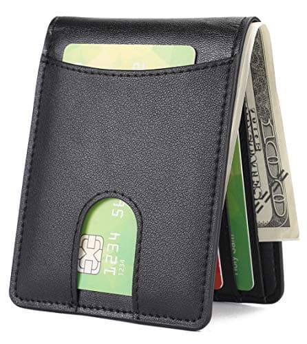 Slim Front Pocket Wallet for Men Billfold with ID Window Quick Access Slot and RFID Blocking