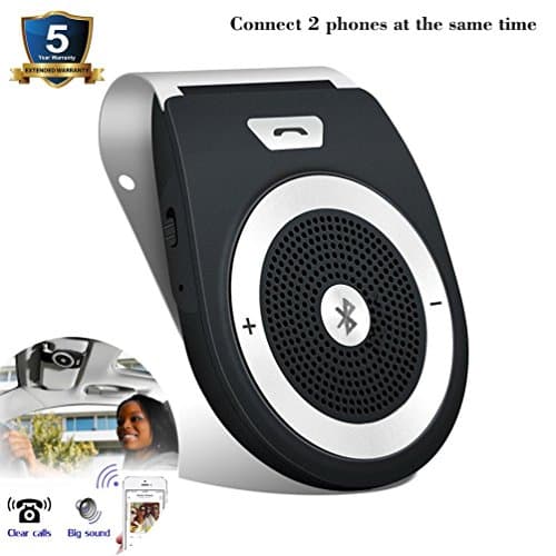 Bluetooth Car Speakerphone, Bluetooth 4.1 Wireless Audio Music Receiver Sun Visor Portable Hands Free Bluetooth Car Kit for iPhone, iPad, Samsung Galaxy,HTC,LG, Android (iPhone 7/Plus Samsung Suppor