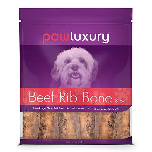 Pawluxury Natural Beef Rib Bones by (8 Pack) Durable and Long-Lasting Dog Chews