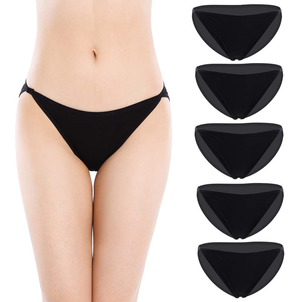 Nightaste Womens String Bikini Briefs Soft Cotton Low Rise High-Cut Panties