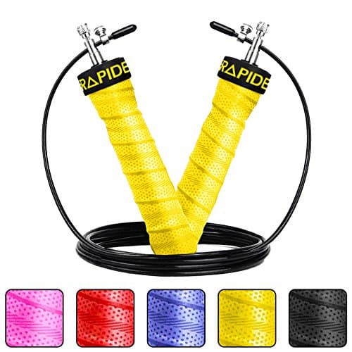 RAPIDE Jump Rope - Adjustable Cable, Rapid Ball Bearings & Anti-Slip Handles - Skipping Rope for Fast Weight Loss & for Exercise, Cardio, Crossfit (YELLOW)