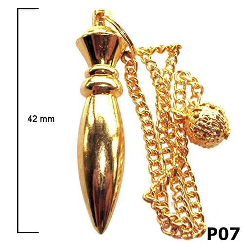 Green Cross Toad Egyptian Metal Dowsing Pendulum with Keepers Pouch for Reiki Healing and Divination (P07, Gold)