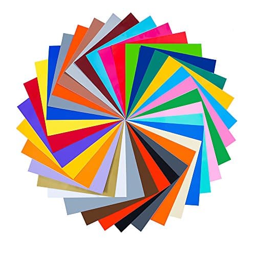 32 Sheets 12" x 12" Permanent Adhesive Backed Vinyl Sheets - Premium Quality With Assorted Colors( Neon, Metallic, Glossy and Matt) for Cricut and Other Craft Cutters