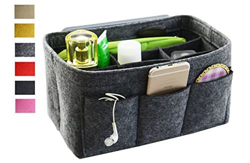 Felt Fabric Handbag Organizer,Insert Purse Organizer 12 Pockets Structure Shaper 4 size Dark gray X-large