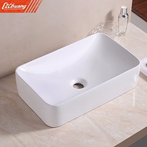 Gimify Modern Design Bathroom Countertop Rectangle Bowl Top Ceramic Basin Sink