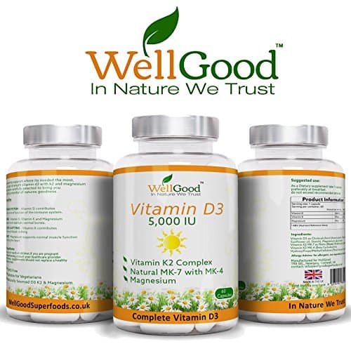 Vitamin K 2 Complex with Vitamin D3 High Strength IU Magnesium Bis-glycinate - Immune & Bones Support | Quality by WellGood