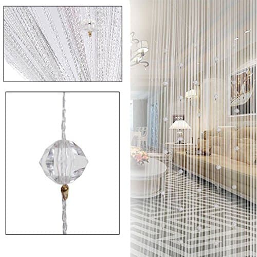 1pcs Decorative String Beads Curtain Wall Panel Fringe Room Door Window Shutters Divider Blind Jabots Panels Scarves Sheers Swags Tiers Valances (white)