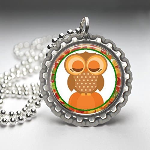 Thanksgiving Owl Bottlecap Necklace