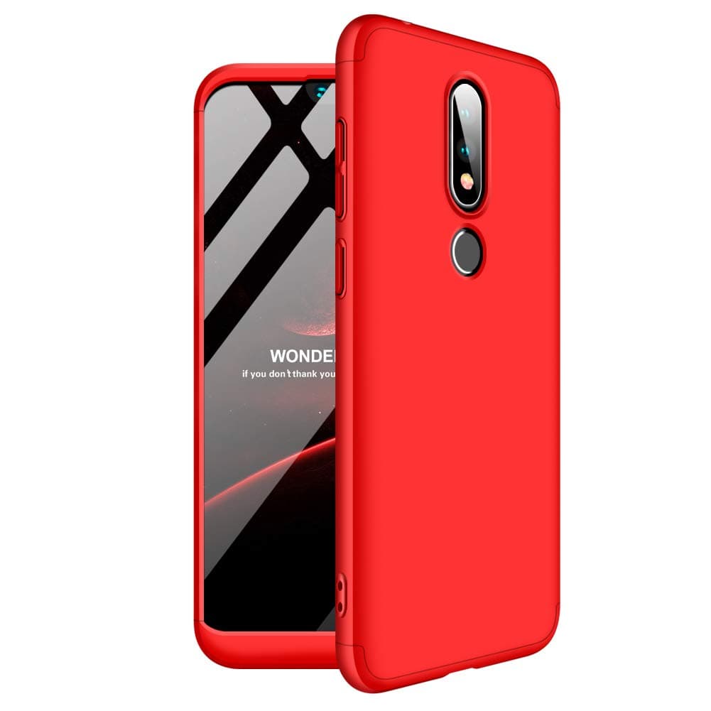 TiHen Case Nokia 6.1Plus 360 Degrees protective Cover + tempered glass film, 3 in1 Full Body protection Bumper hard phone Case Ultra-thin Skin Case,for Nokia 6.1Plus (Red)