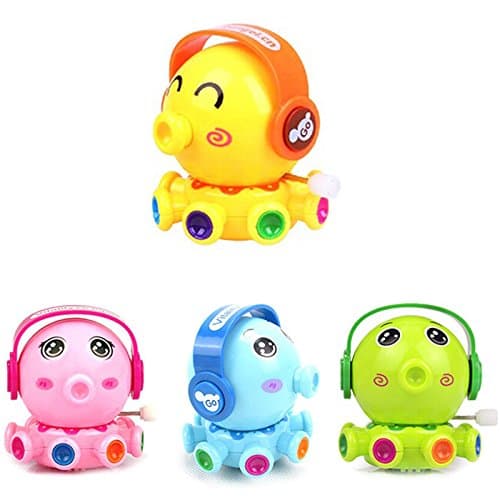 Cute Plastic Animal Clockwork Spring Toys Wind Up 360 Degree Rotation Octopus Doll Gift for Kids Random Color