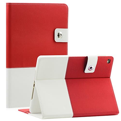 iPad Pro 12.9 Case, SAWE Hybrid leather Folio Case Cover for Apple iPad Pro 12.9 inch 2015 with Built-in Stand & Card Slots Auto Wake / Sleep Smart Cover (iPad Pro, Red Hybrid)