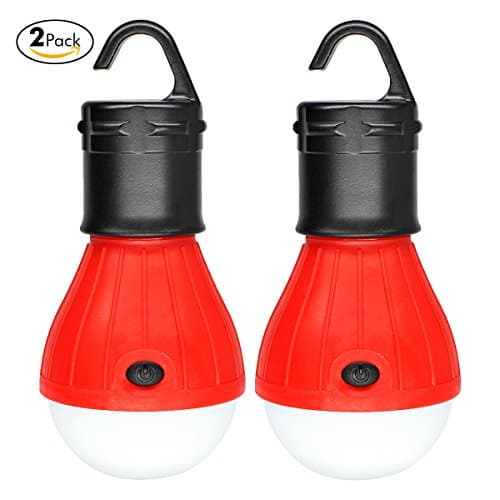 2 Pack Sanniu Portable LED Lantern Tent Light Bulb for Camping Hiking Fishing Emergency Light, Battery Powered Camping Equipment Gear Gadgets Lamp for Outdoor & Indoor(RED)
