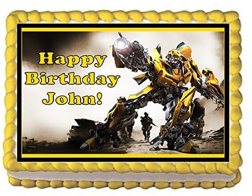 Transformers Bumblebee Personalized 8" x 10.5" Edible Cake Topper Image For Birthdays/Parties -- 1/4 Sheet