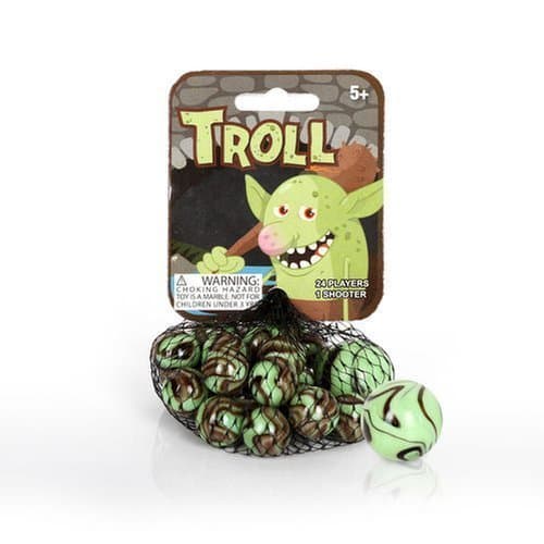 Mega Marbles - TROLL MARBLES NET (1 Shooter Marble & 24 Player Marbles) by Mega Marbles