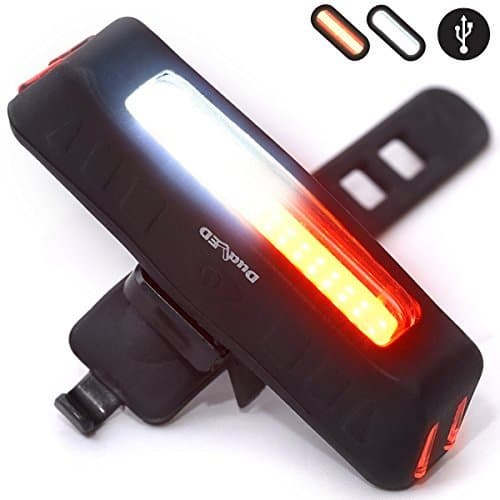 USB Rechargeable Bike Light Red or White LED glow or Flash 5 modes all in one Torch Flashlight Super Bright Taillight or Headlight for Cycling Safety set as Bicycle Helmet Rear Tail or Front Light