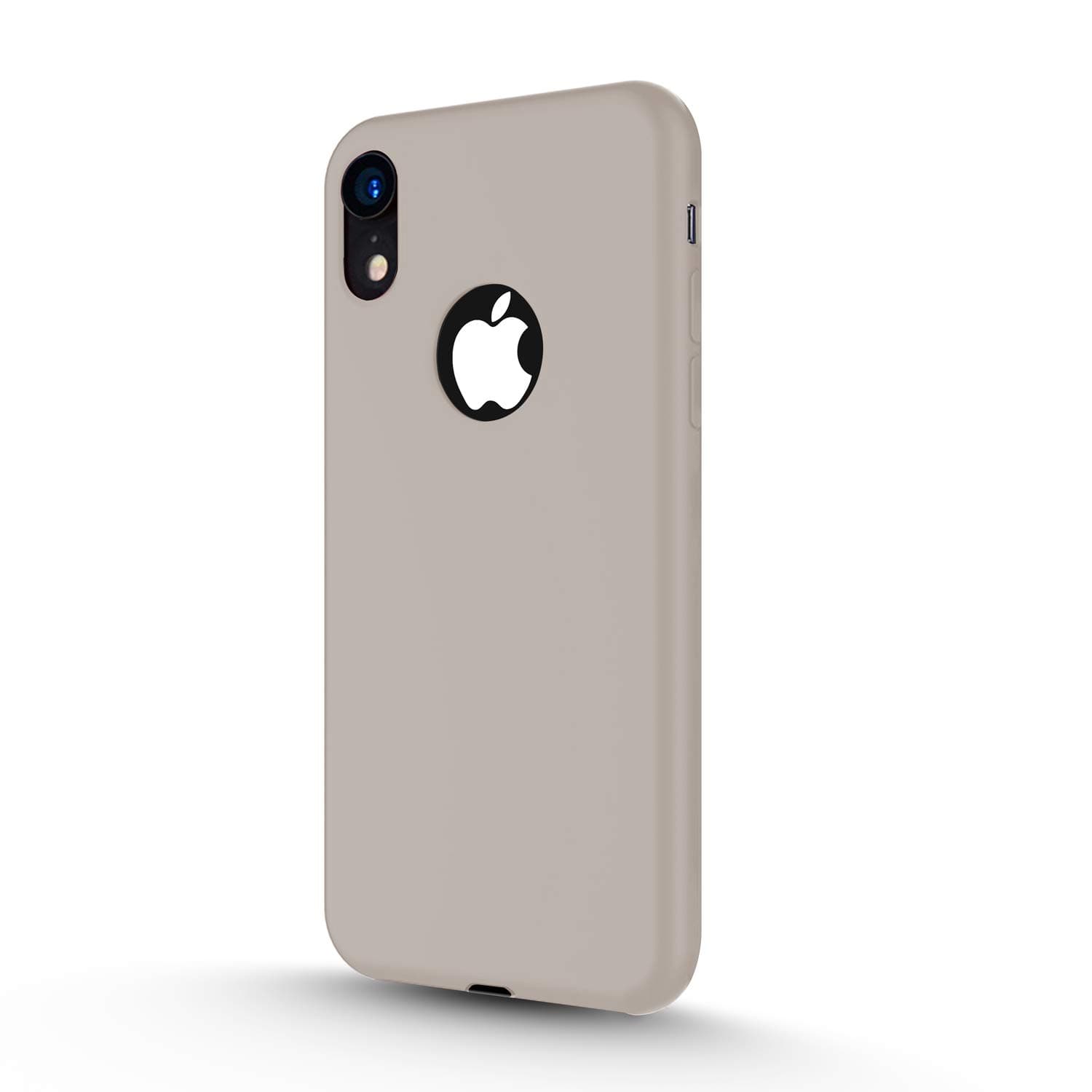 gripp® rubon logo cut with slim fit case for iphone xr 6.1 inches soft silicone shockproof rubber gel material with lightweight drop resistance and anti-dust back cover (beige)