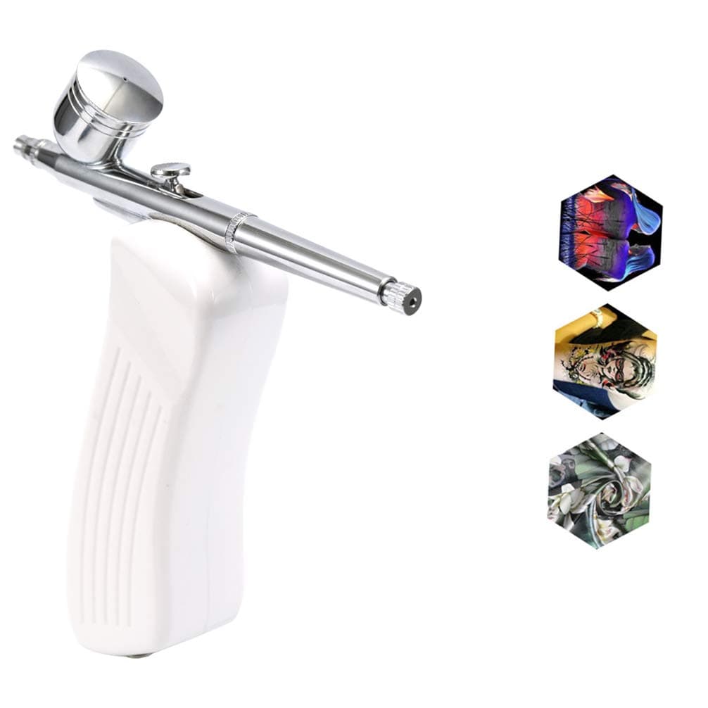 FAAF Airbrush Set Small Spray Pump Pen Set Air Compressor Kit for Art Painting Tattoo/Lightweight Mini Size Portable Beautiful,White