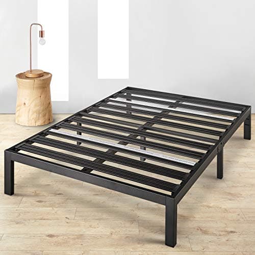 Mellow Rocky Base E 14" Platform Bed Heavy Duty Steel Black W Patented Wide Steel Slats (No Box Spring Needed) Twin Xl