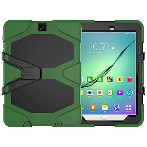 Galaxy Tab S2 9.7 Heavy Duty Case, SM-T810 Shock Proof With Kickstand Built-in Screen Full-Body Protective Case for Samsung Galaxy Tab S2 T810/T813/T815 9.7 inches (armygreen)