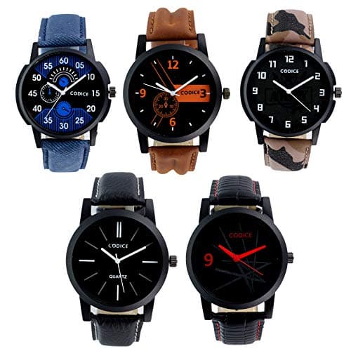 Codice Analog Black Dial Men's Watch Combo(Set Of 5)