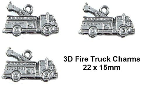 PlanetZia 5pcs 3D Fire Engine Charms For Jewelry Making ($1.93ea) TVT-FEC (Antique Silver)