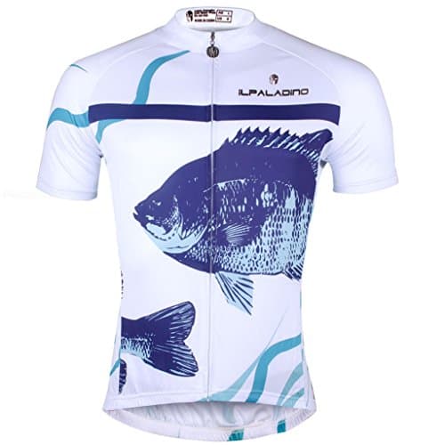 ILPALDINO Fish Pattern Men's White Short Sleeve Polyester Quick Dry Bicycle Jersey Size XXL