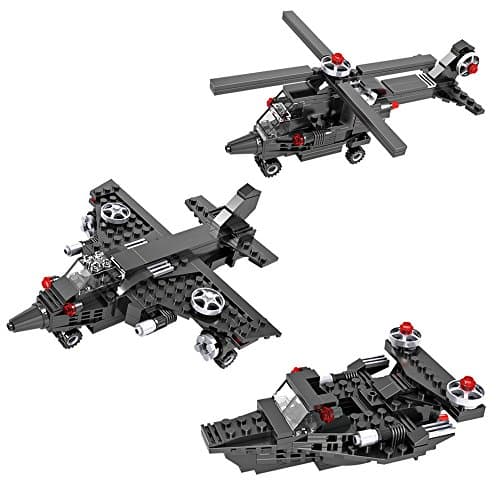 COGO Creator Army Jet War Plane Kit 3 IN 1 Set for Boys 6-12 Year Old,Educational Building Bricks Navy Helicopter Construction Blocks Boat for Children Age 6, Birthday Gift Party Favor for Kids (3009)