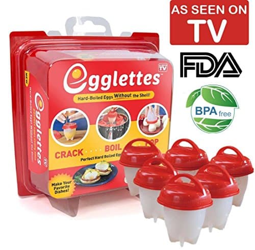 Egglettes Egg Cookers As Seen On TV - Hard Boiled Eggs without the Shell Non Stick Silicone, Poacher, Boiled, Steamer, 6 Egg Cups