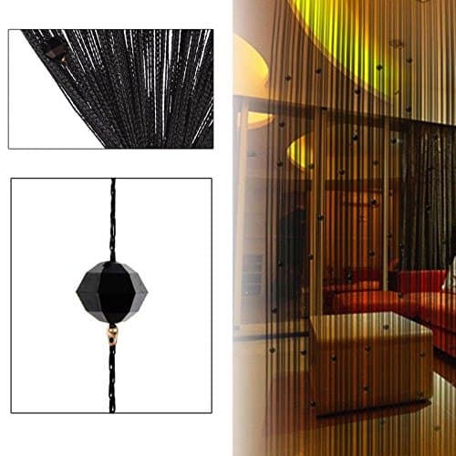 1pcs Decorative String Beads Curtain Wall Panel Fringe Room Door Window Shutters Divider Blind Jabots Panels Scarves Sheers Swags Tiers Valances (black)