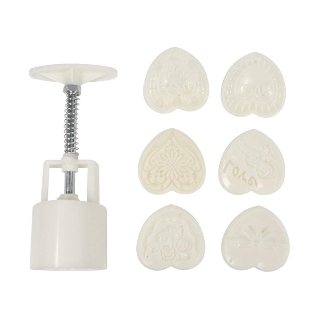 KweeninyKweeniny 6 Pcs Heart-shaped Moon Cake Mold Home Hand Pressure Type 50g DIY Tools DIY Tools Molds