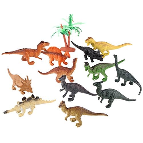 Mini Plastic Assorted Dinosaur Toys, Pack of 12
