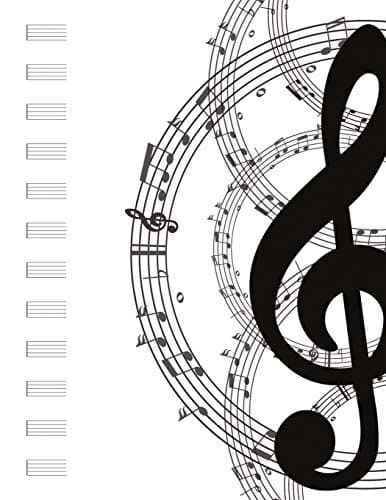 Blank Music Sheets Notebook: Music Manuscript Paper Includes 12 Rows of Five Line Musical Staff For Use In Writing Music For Flute Violin Trumpet And Other Instruments