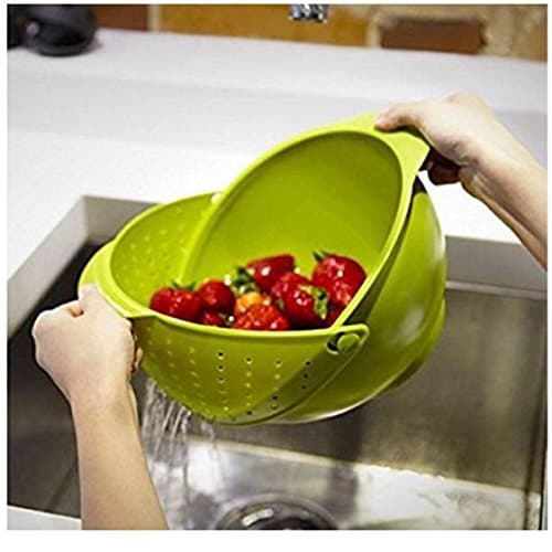 VNC 1Pc Premium Quality Kitchen Drainer & Strainer Fruit Vegetable Rice Pulses Noodles Pasta Washing Bowl Strainer-Random Color