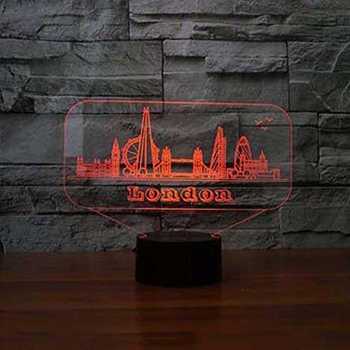 3D London Building Night Light 7 Color Change LED Table Desk Lamp Acrylic Flat ABS Base USB Charger Home Decoration Toy Brithday Xmas Kid Children Gift