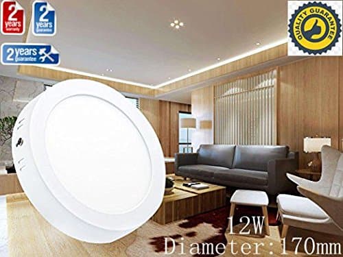 TDRSHINE Round Led Surface Warm White 3000-3500k Super Bright LED Panel Light Ceiling Downlight Lamp Kit with LED Driver AC 85-265V (12W)
