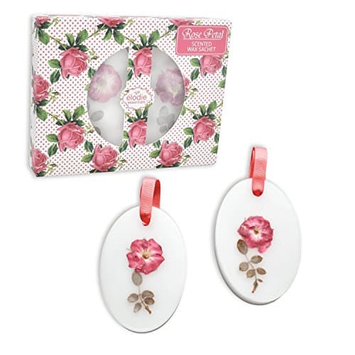 Elodie Essentials Botanical Rose Scented Sachets Gift Set, 2 Hand Poured Sachets With Naturally Dried Flowers, Rose Petal, by