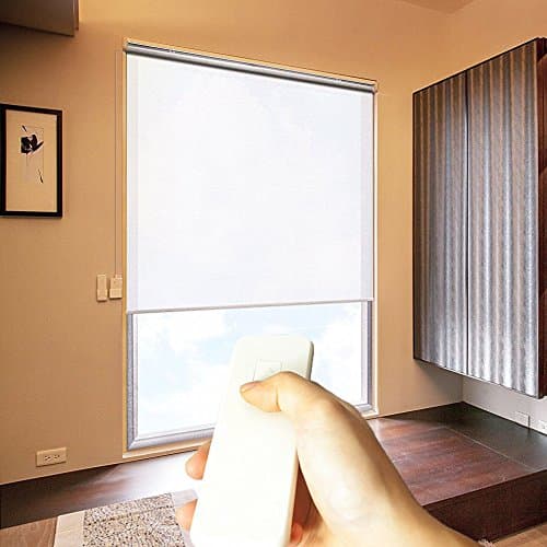 Taiwan Present Godear Design Cordless Roller Window Shades, Motorized-Remote, Light Filtering - 23" W x 72" H, White