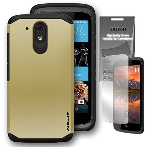 HTC Desire 526 Dual Layer Slim Armor Series Case by ElBolt - Gold with Free HD Screen Protector