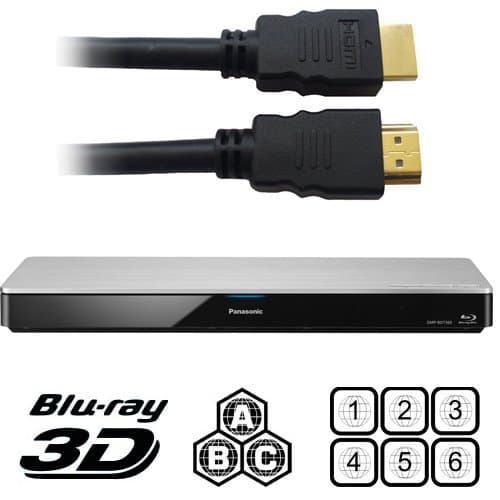 PANASONIC DMP-BDT460 2K/4K Multi Region All System Blu Ray Disc DVD Player - PAL/NTSC - 2D/3D - Wi-Fi - 100~240V 50/60Hz World-Wide Use & 6 Feet HDMI Cable Included
