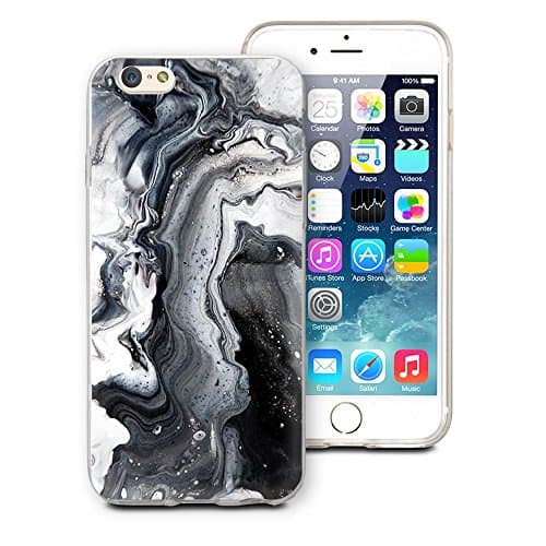 iPhone 6 / 6S Marble Case, CaseCarnival 2016 Metallic Marble Print Case, Black and White Marble Case for iPhone 6S / 6 (Black & White Metallic Marble)