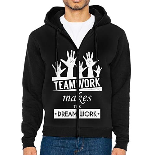 DE4K Teamwork Makes Dream Work Casual Style Men's Full-Zip Hoodie Baseball Jacket