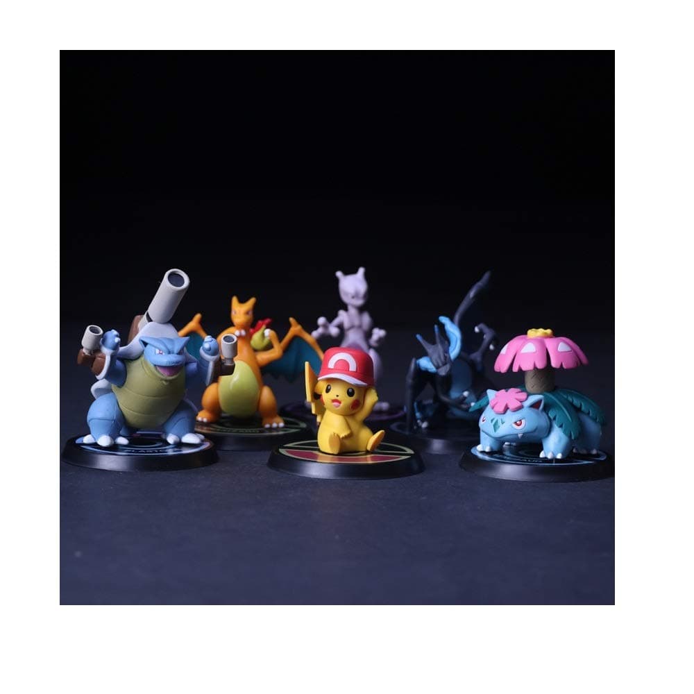 KPST 6pcs/Set Mewtwo Charizard Venusaur Blastoise Pika Anime Model Action Figure PVC Toys