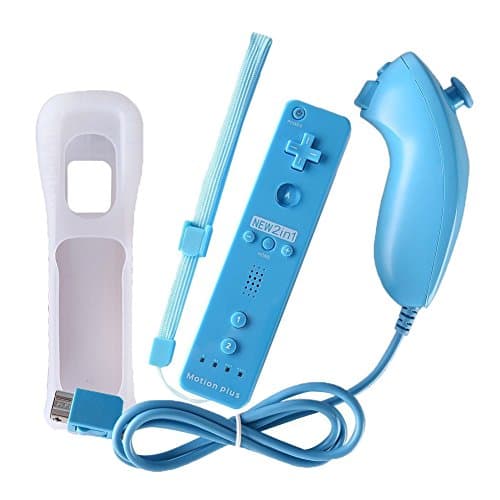 Remote Game Control, Built-in Motion Plus Remote and Nunchuck Controller Set for Wii Wii U (Light Blue)