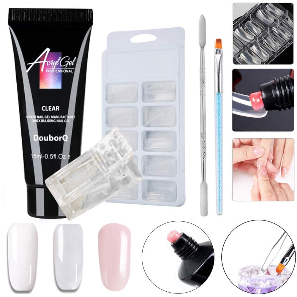 Palarn Nail Art, Poly Gel DIY 100PCS False Nails Double-end Nail Brush Pusher Dead Skin Set