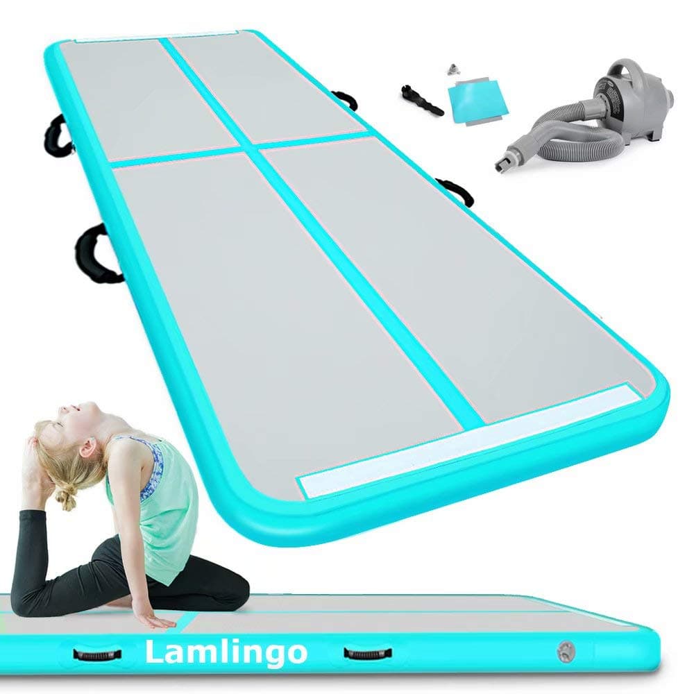 Lamlingo 2/3/4/5/6/7/8/9/10/11/12/15m Aufblasbare Airtrack Trommelmatte Fitnessmatte Innen/Außen/Fitnessstudio/Training/Aufblasbare Fitnessmatte mit 600W elektrischer Luftpumpe