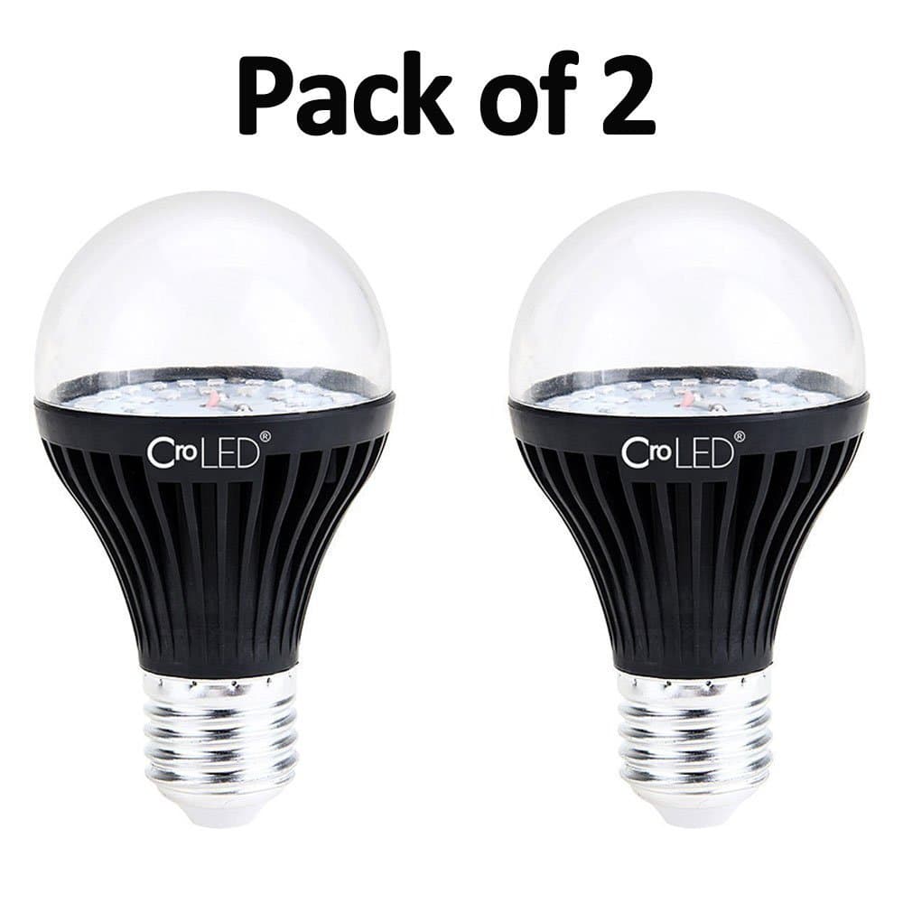 CroLED LED UV Light Bulb, Blacklight Blue Bulb A19 E27 Medium Base 7W Ultraviolet Black Light Bulb AC100-240V,2-Pack