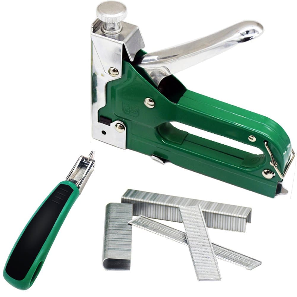 3-in-1 Nail Staple Gun Kit Puller Manual Carbon Steel Heavy Duty Nail for Wood Door Upholstery Framing 900 pcs of Staples