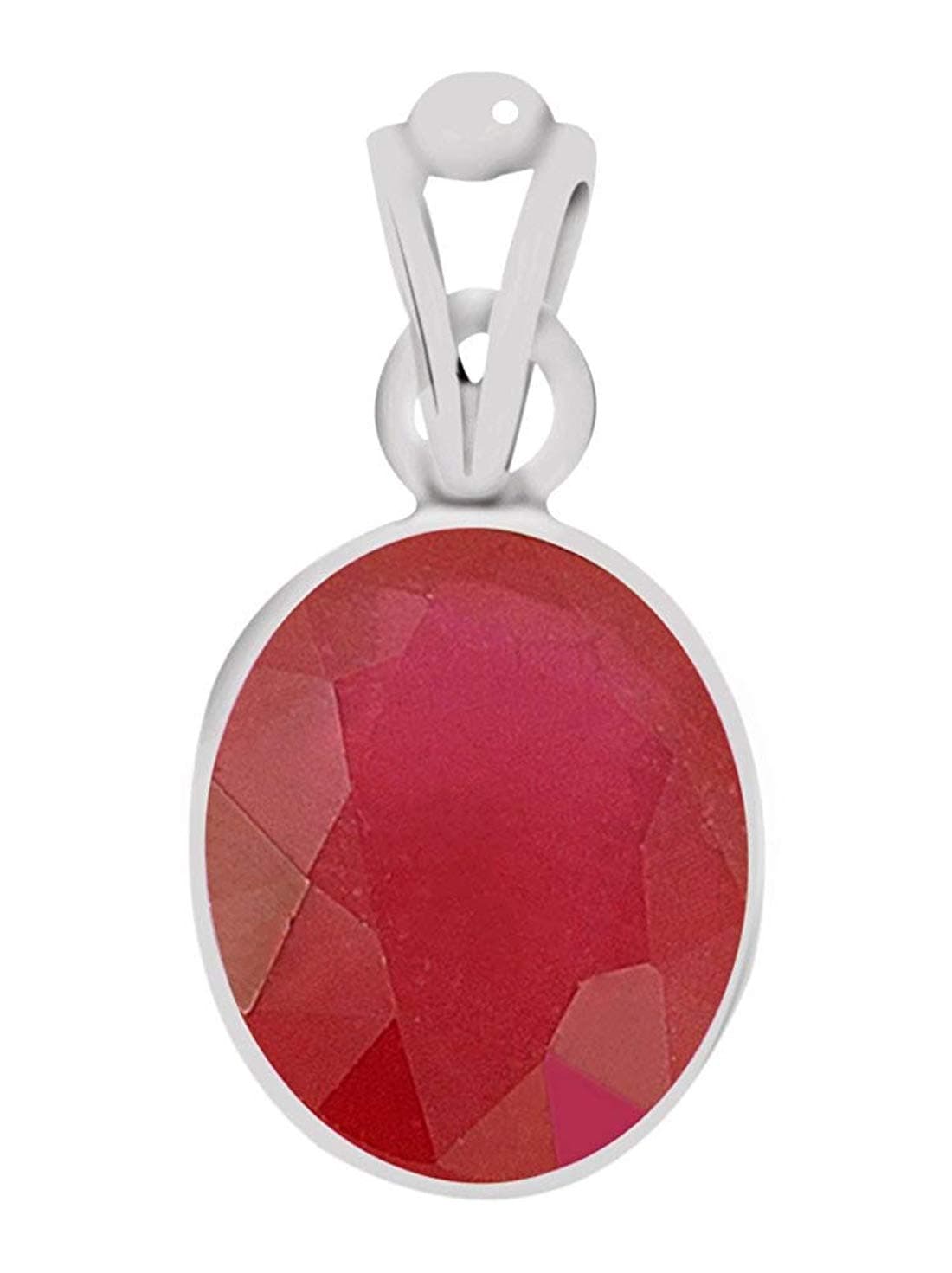 Ruby Premium (Manik) certified Gemstone 3.9cts or 4.25ratti Silver Pendant for men and women