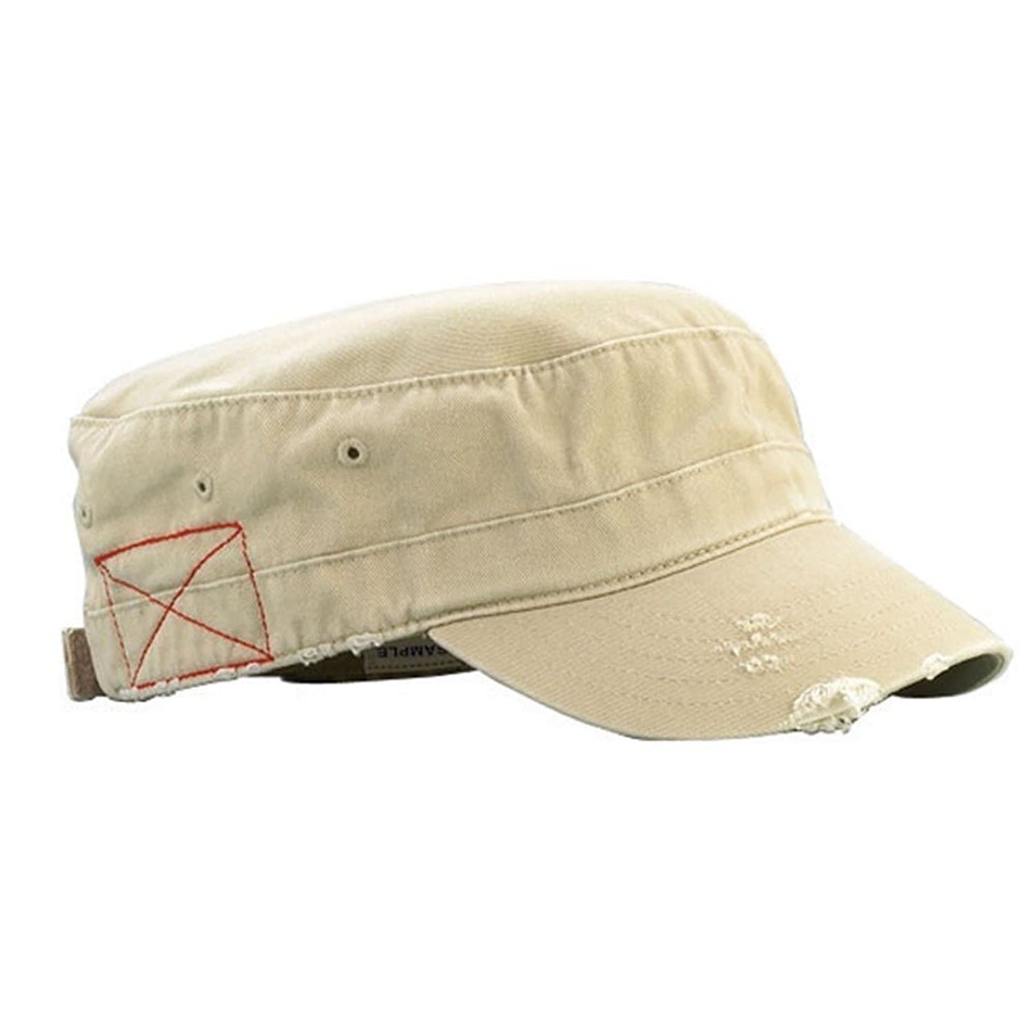 MG Distressed Washed Cotton Cadet Army Cap Khaki